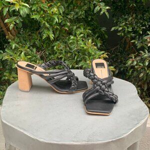 Dolce Vita Black Pearl Braided Heel Sandals Women’s 6.5 Brazil Leather